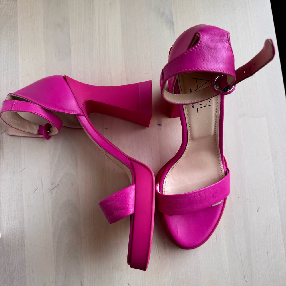 AGL Janis 110 Hot Pink Leather Platform Sandals Size 40 / US 10 - Picture 7 of 12